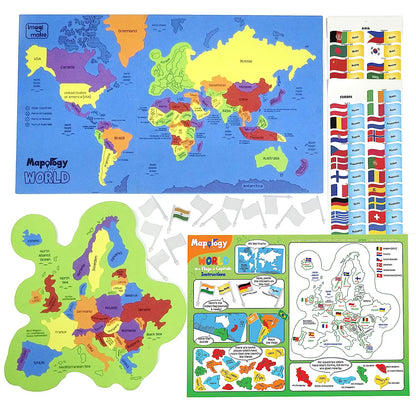 Imagimake: Mapology World with Flags & Capitals- with Country Shaped Pieces- Jigsaw Puzzle and Educational Toy for Boys and Girls Above 5 Years- Excellent Birthday Gift GAMES