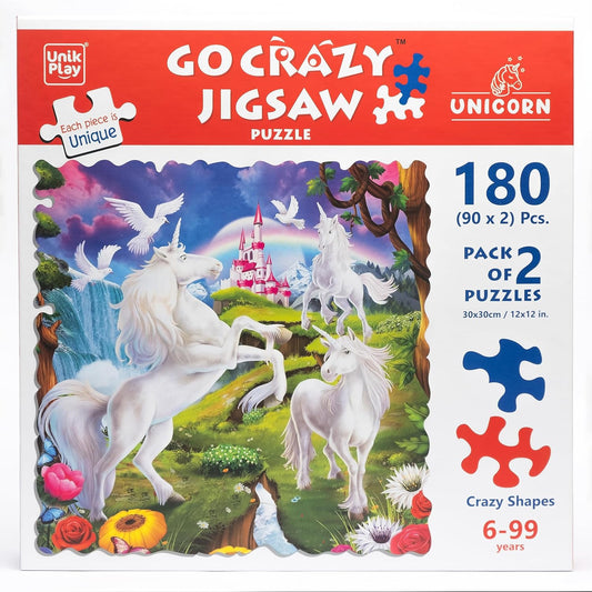 Unik Play Go Crazy Jigsaw Puzzle for Kids and Adults | Attractive Cartoon Print Puzzle with 2 Puzzle Trays for Age 6 to 99 Years-90 Pcs-(Unicorn)