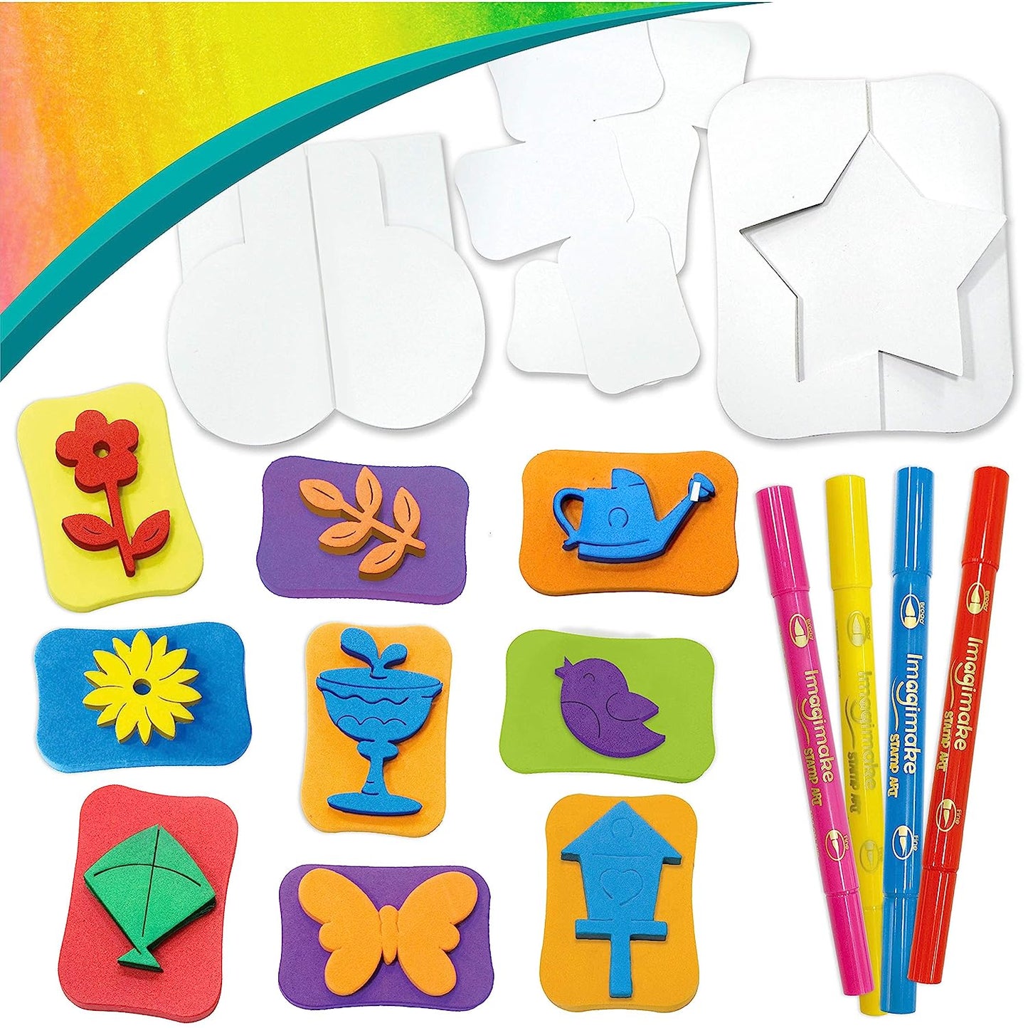 Imagimake Stamp Art - Garden - Coloring & Stamping Set - for Girls & Boys 3 Years +, Multicolour