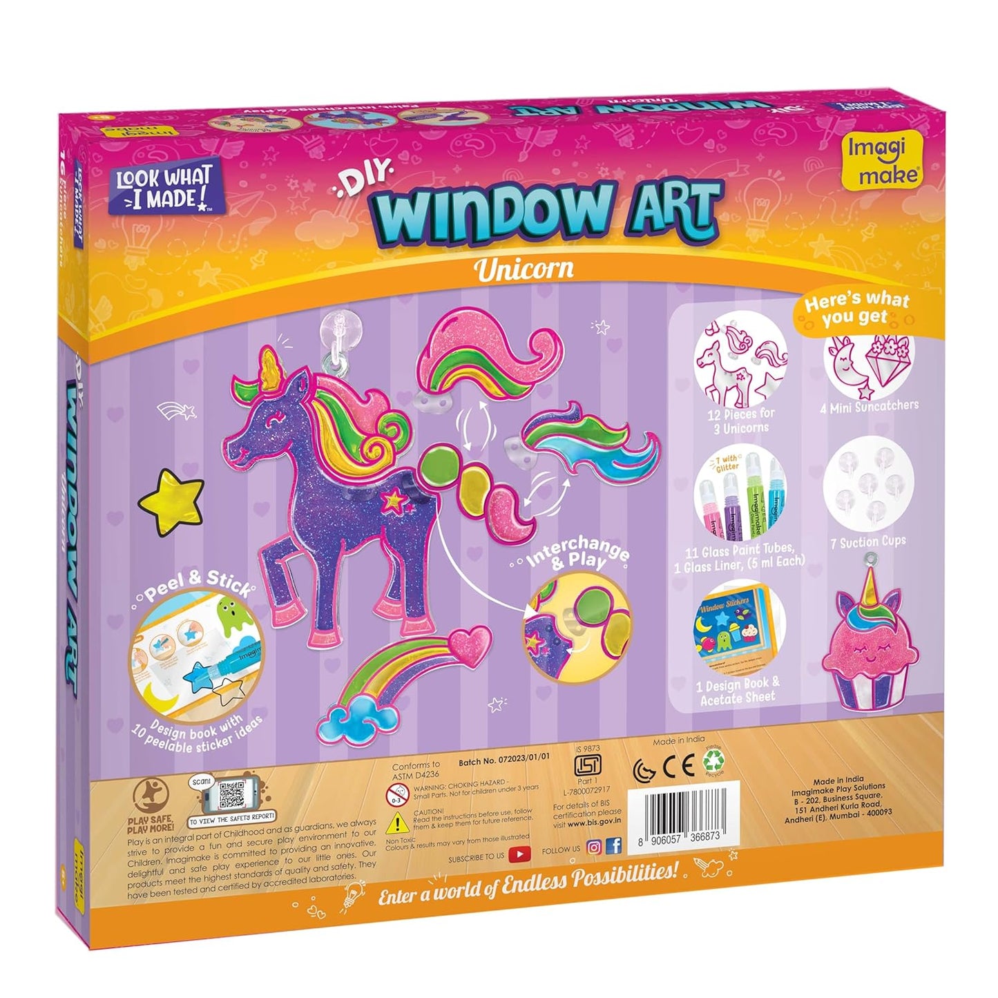 Imagimake Window Art Unicorn, Glass Painting Kit