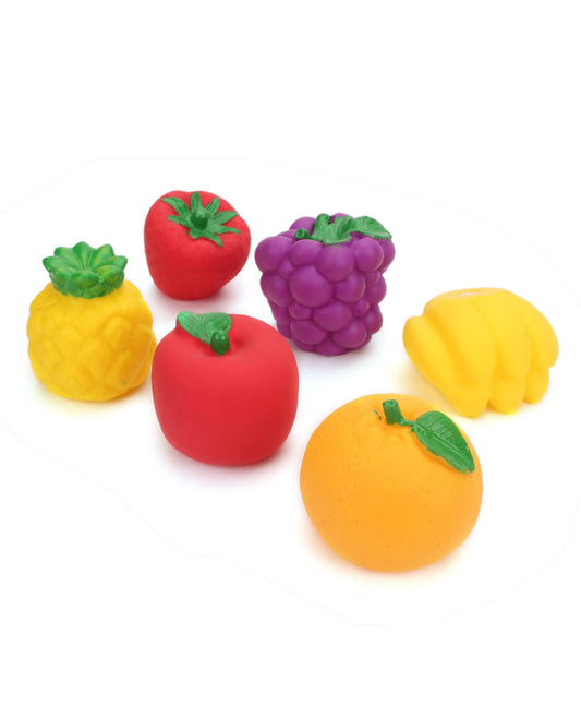 Ratnas Squeaky Toys Fruits 6 Pieces - (Colors & Fruits May Vary)