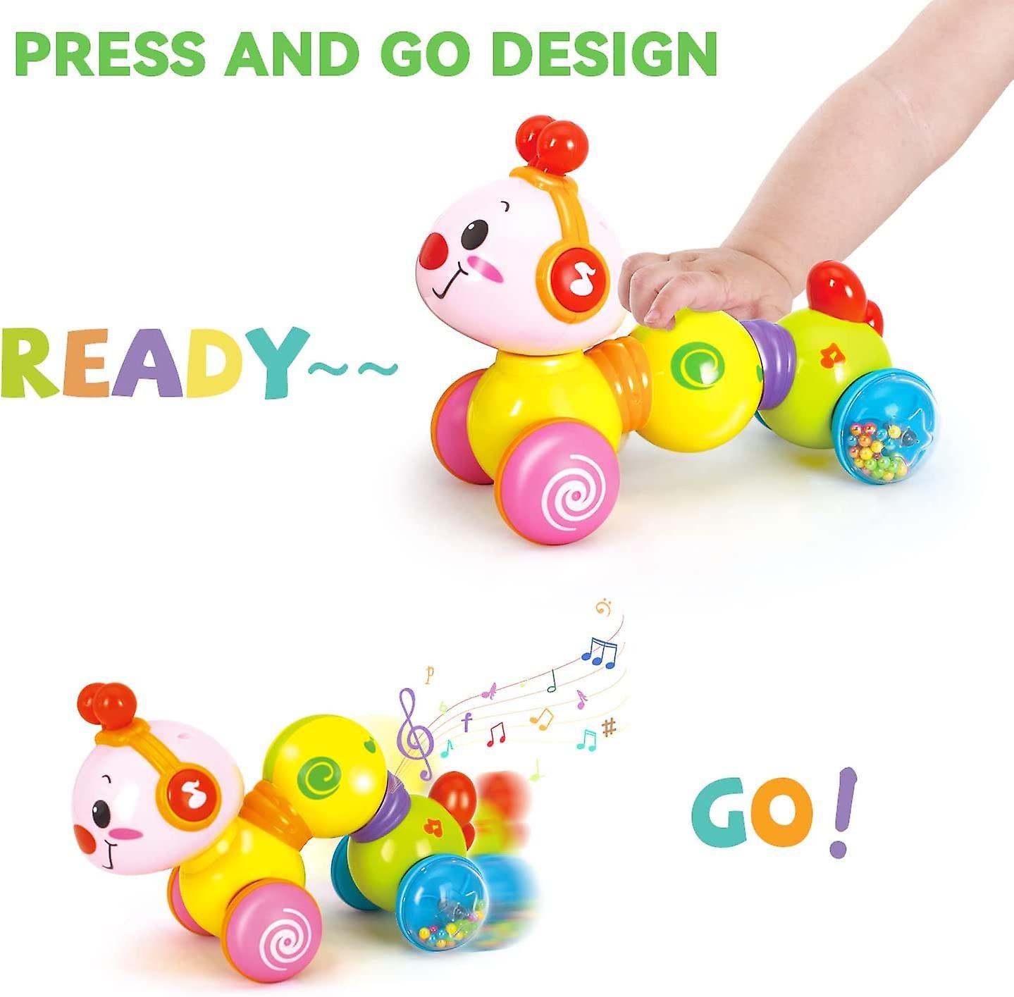 Baby Toys 6 to 12 Months Crawling Baby Musical Toys, Press and Go Musical  Worm Toy with Light Up Face Caterpillar Educational Toddler Baby Toys 6 7 8