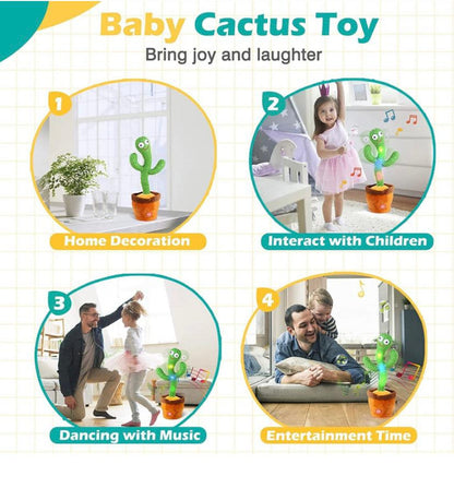 Dancing and Singing Cactus Toy Talking Singing Wriggle Children Baby Plush Electronic Toys Voice Recording Repeats What You Say LED Lights