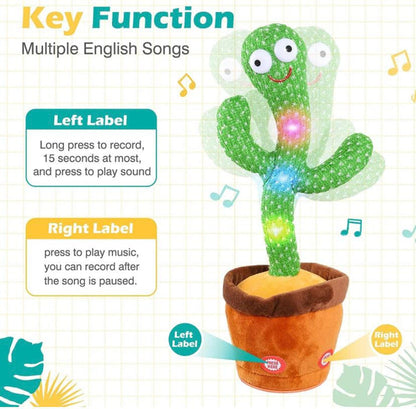 Dancing and Singing Cactus Toy Talking Singing Wriggle Children Baby Plush Electronic Toys Voice Recording Repeats What You Say LED Lights