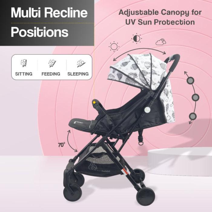 Pocket Stroller Lite - One Hand Fold, Multi Recline, Light Weight, Travel Friendly, Adjustable Canopy, Steel Frame, Link Brake, 0-3 Years
